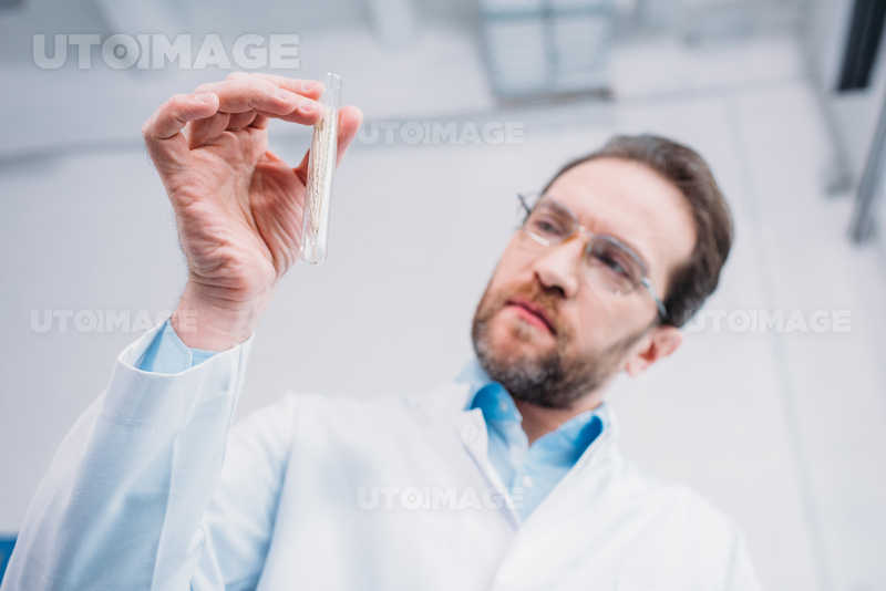 유토이미지 | selective focus of researcher looking at tube in hand