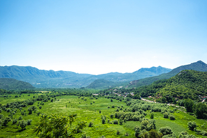 beautiful view of green valley and mountains in Montenegro