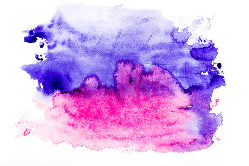 top view of pink and purple spills on white background