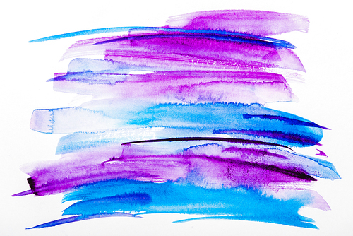 top view of blue and purple brushstrokes on white background