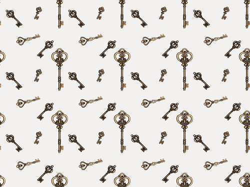 top view of different metal keys isolated on white