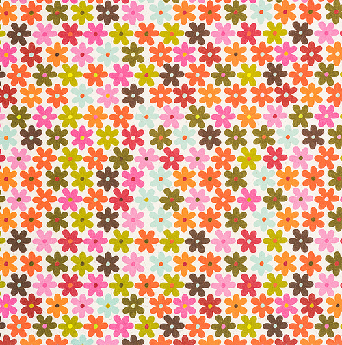 set of colored drawing flowers on white