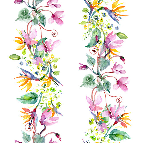 Bouquet floral botanical flowers. Wild spring leaf wildflower. Watercolor illustration set. Watercolour drawing fashion aquarelle. Seamless background pattern. Fabric wallpaper print texture.