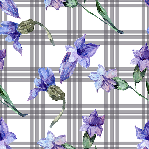 Purple lavender. Floral botanical flower. Seamless background pattern. Fabric wallpaper print texture. Hand drawn watercolor background illustration set.