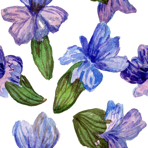 Purple lavender. Floral botanical flower. Seamless background pattern. Fabric wallpaper print texture. Hand drawn watercolor background illustration set.
