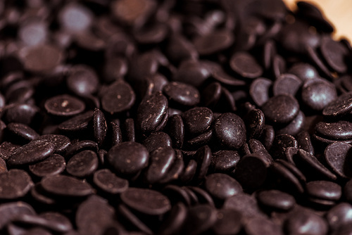 close up of dark and sweet chocolate chips