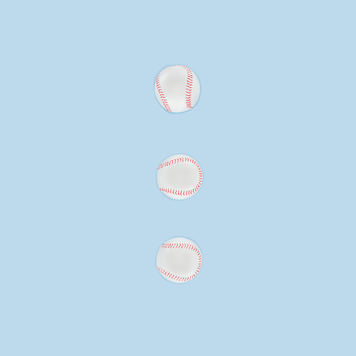 Baseball balls in a row isolated on blue