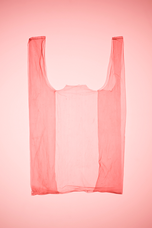 transparent plastic bag under pink toned light