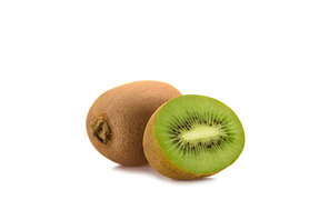 close up view of fresh and ripe kiwi isolated on white