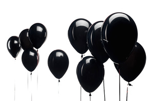black balloons isolated on white for black friday