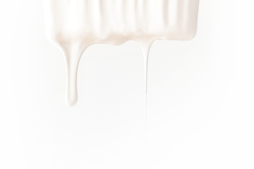 paint brush in white paint isolated on white