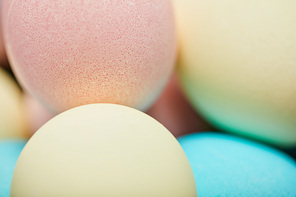 close up of easter painted chicken eggs
