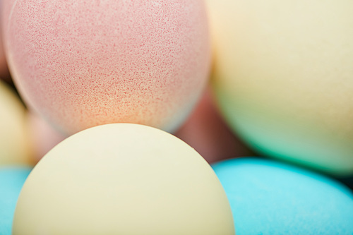 close up of easter painted chicken eggs