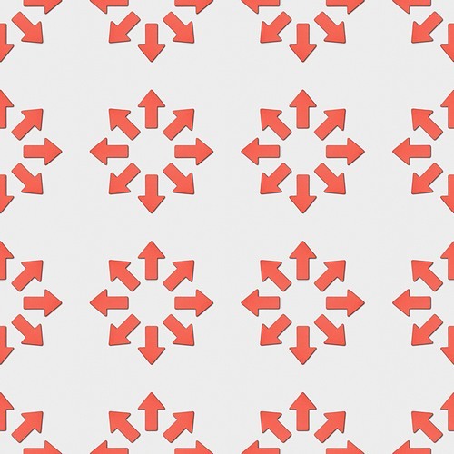 collage of red pointers in circles on grey background| seamless background pattern