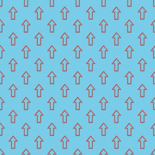 collage of seamless background pattern with red pointers on blue background