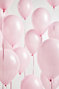 background with decorative pink balloons isolated on white