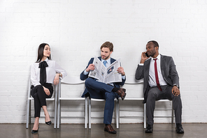 multicultural young business people waiting for job interview