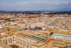 aerial view of streets and buildings in Rome, Italy