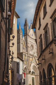 ancient historical Orvieto Cathedral and buildings in Orvieto, Rome suburb, Italy