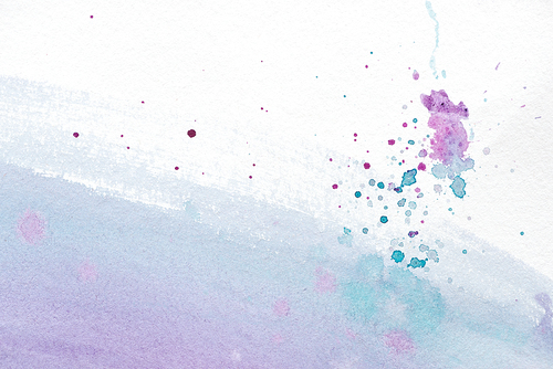 abstract background with violet and blue watercolor painting with splatters
