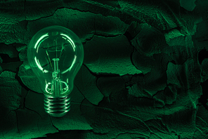 electric light bulb on dried cracked ground surface, global warming concept