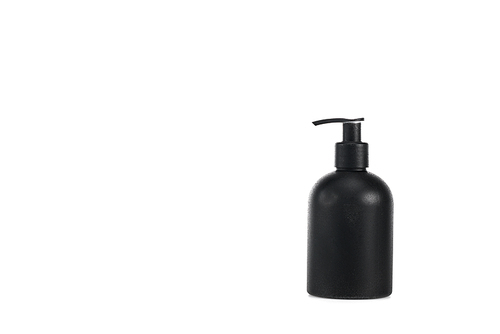 Black cosmetic bottle with spray isolated on white