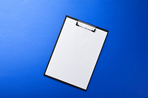 folder with empty paper isolated on blue