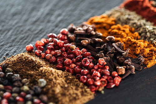 close up view of traditional aromatic indian spices