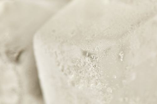 close up view of pure freeze textured ice cube