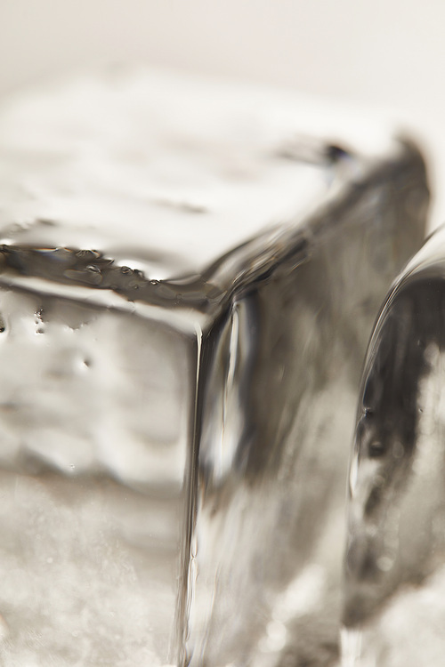 close up view of pure wet textured ice cubes