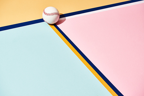 Baseball with shadow on colorful background with lines