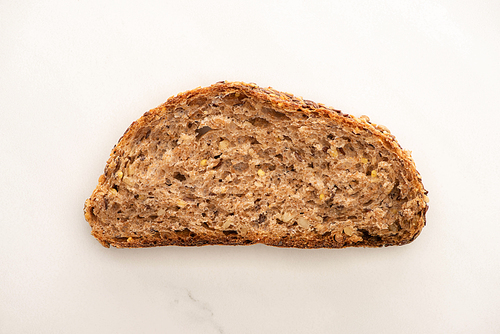 top view of fresh whole wheat bread slice on white background