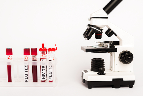 microscope and samples with lettering on white