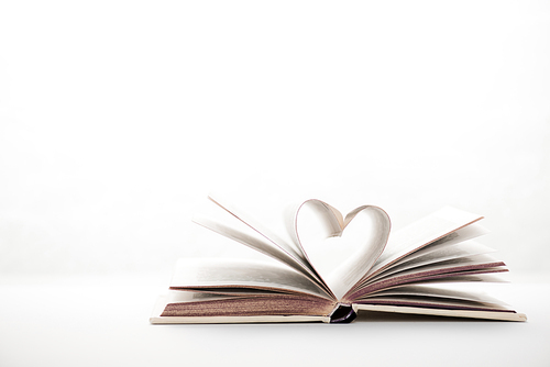 book with heart-shaped pages on white