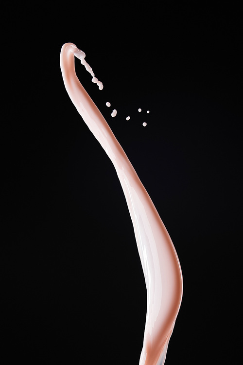 smooth fresh pink milk splash with drops isolated on black