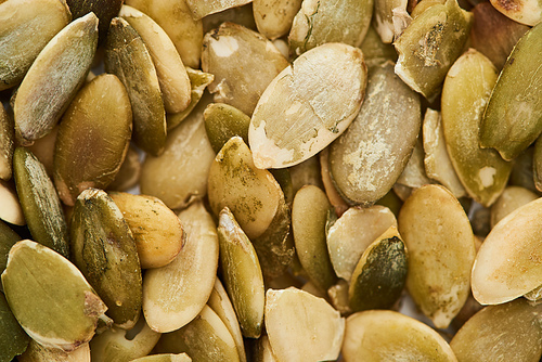 close up view of aromatic roasted pumpkin seeds
