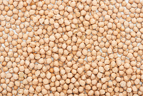 top view of raw organic chickpea seeds