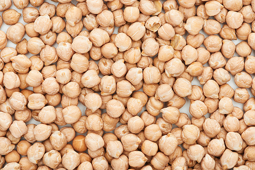 top view of uncooked organic chickpea seeds