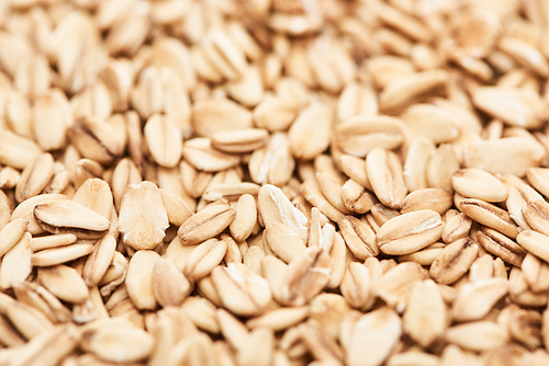 close up view of uncooked pressed organic oats