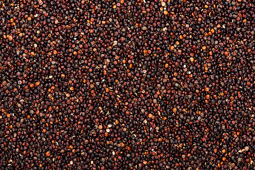 top view of raw organic black quinoa seeds