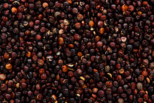 top view of unprocessed organic black quinoa