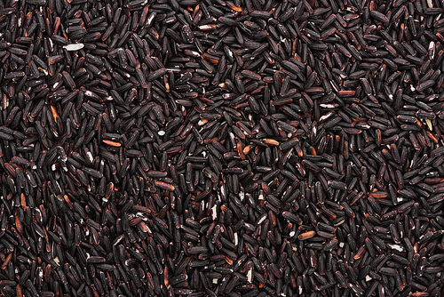 top view of unprocessed organic black rice
