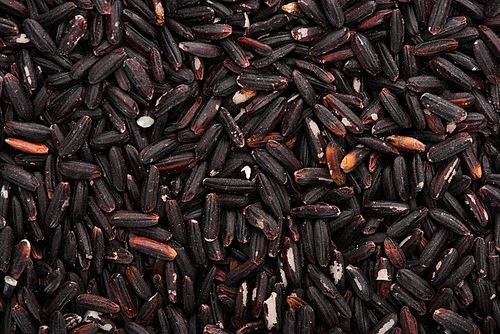 top view of uncooked organic black rice