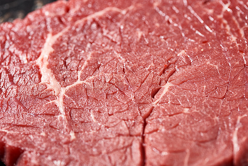 close up view of fresh raw beef sirloin