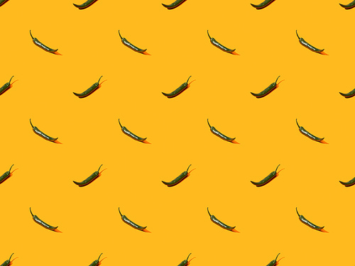 spicy jalapenos on orange colorful background, seamless pattern