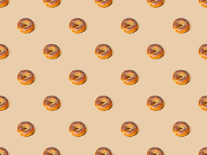 fresh buns on beige background, seamless pattern