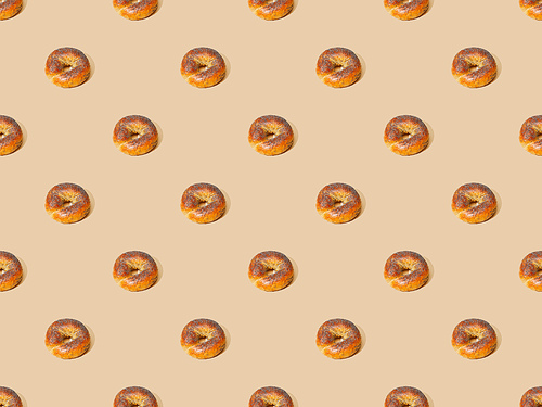 fresh buns on beige background, seamless pattern