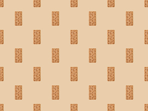 top view of fresh crispbread on beige background, seamless pattern