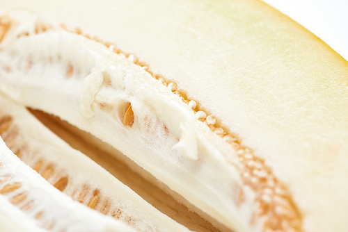 close up view of sweet delicious ripe melon with seeds