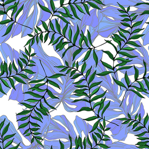 vector exotic tropical hawaiian summer. palm beach tree leaves jungle botanical.  and white engraved ink art. seamless background pattern. fabric wallpaper  texture.
